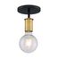 Ryder 1 Light Semi Flush Fixture Black Finish w/ Brushed Brass Sockets