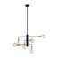 Ryder 6 Light Chandelier Fixture Black Finish w/ Brushed Brass Sockets
