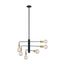 Ryder 6 Light Chandelier Fixture Black Finish w/ Brushed Brass Sockets