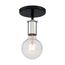 Ryder 1 Light Semi Flush Fixture Black Finish w/ Polished Nickel Sockets