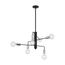 Ryder 6 Light Chandelier Fixture Black Finish w/ Polished Nickel Sockets