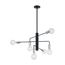 Ryder 6 Light Chandelier Fixture Black Finish w/ Polished Nickel Sockets