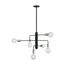 Ryder 6 Light Chandelier Fixture Black Finish w/ Polished Nickel Sockets