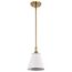 Dover 1 Light Small Pendant White w/ Vintage Brass