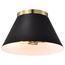 Dover 3 Light Small Flush Mount Black w/ Vintage Brass