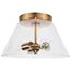 Dover 3 Light Small Flush Mount Vintage Brass w/ Clear Glass