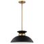 Perkins 1 Light Small Pendant Matte Black w/ Burnished Brass