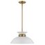 Perkins 1 Light Small Pendant Matte White w/ Burnished Brass