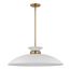 Perkins 1 Light Large Pendant Matte White w/ Burnished Brass