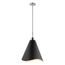 Tango 1 Light Small Pendant Matte Black w/ Polished Nickel