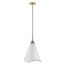 Tango 1 Light Medium Pendant Matte White w/ Burnished Brass