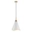 Tango 1 Light Medium Pendant Matte White w/ Burnished Brass
