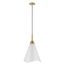 Tango 1 Light Medium Pendant Matte White w/ Burnished Brass