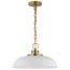 Colony 1 Light Small Pendant Matte White w/ Burnished Brass