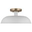 Colony 1 Light Small Semi-Flush Mount Fixture Matte White w/ Burnished Brass