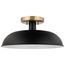 Colony 1 Light Small Semi-Flush Mount Fixture Matte Black w/ Burnished Brass