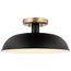 Colony 1 Light Small Semi-Flush Mount Fixture Matte Black w/ Burnished Brass