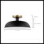 Colony 1 Light Small Semi-Flush Mount Fixture Matte Black w/ Burnished Brass