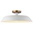 Colony 1 Light Medium Semi-Flush Mount Fixture Matte White w/ Burnished Brass