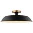 Colony 1 Light Medium Semi-Flush Mount Fixture Matte Black w/ Burnished Brass