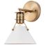 Outpost 1 Light Wall Sconce Matte White w/ Burnished Brass