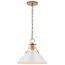 Outpost 1 Light Medium Pendant Matte White w/ Burnished Brass