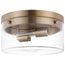 Intersection Medium Flush Mount Fixture Burnished Brass w/ Clear Glass