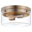 Intersection Medium Flush Mount Fixture Burnished Brass w/ Clear Glass