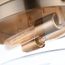 Intersection Medium Flush Mount Fixture Burnished Brass w/ Clear Glass