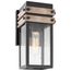 Homestead 1 Light Small Wall Lantern Matte Black & Wood Finish w/ Clear Seeded Glass