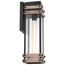 Homestead 1 Light Large Wall Lantern Matte Black & Wood Finish w/ Clear Seeded Glass