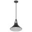 Zelda 1 Light Pendant Medium Base 60 Watt Black Finish Black Metal Shade Faux Leather Straps