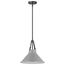 Zelda 1 Light Pendant Medium Base 60 Watt Black Finish Gray Metal Shade Faux Leather Straps