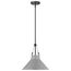 Zelda 1 Light Pendant Medium Base 60 Watt Black Finish Gray Metal Shade Faux Leather Straps