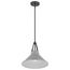 Zelda 1 Light Pendant Medium Base 60 Watt Black Finish Gray Metal Shade Faux Leather Straps