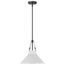 Zelda 1 Light Pendant Medium Base 60 Watt Black Finish White Metal Shade Faux Leather Straps