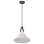 Zelda 1 Light Pendant Medium Base 60 Watt Black Finish White Metal Shade Faux Leather Straps