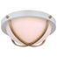 Lincoln 2 Light Large Flush Mount Medium Base 60 Watt Matte White Finish White Opal Glass