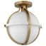 Lincoln 1 Light Semi Flush Mount Medium Base 60 Watt Matte White Finish White Opal Glass