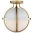 Lincoln 1 Light Semi Flush Mount Medium Base 60 Watt Matte White Finish White Opal Glass