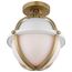 Lincoln 1 Light Semi Flush Mount Medium Base 60 Watt Matte White Finish White Opal Glass