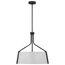 Livingston 4 Light Pendant Medium Base 60 Watt Matte Black Finish White Linen Fabric Shade