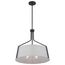 Livingston 4 Light Pendant Medium Base 60 Watt Matte Black Finish White Linen Fabric Shade