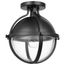 Lincoln 1 Light Semi Flush Mount Medium Base 60 Watt Matte Black Finish Clear Seeded Glass