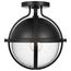 Lincoln 1 Light Semi Flush Mount Medium Base 60 Watt Matte Black Finish Clear Seeded Glass