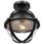 Lincoln 1 Light Semi Flush Mount Medium Base 60 Watt Matte Black Finish Clear Seeded Glass