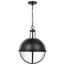 Lincoln 1 Light Large Pendant Medium Base 60 Watt Matte Black Finish Clear Seeded Glass