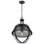 Lincoln 1 Light Large Pendant Medium Base 60 Watt Matte Black Finish Clear Seeded Glass