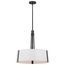 Flynn 3 Light Pendant Medium Base 60 Watt Black Finish White Textile Shade