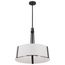 Flynn 3 Light Pendant Medium Base 60 Watt Black Finish White Textile Shade